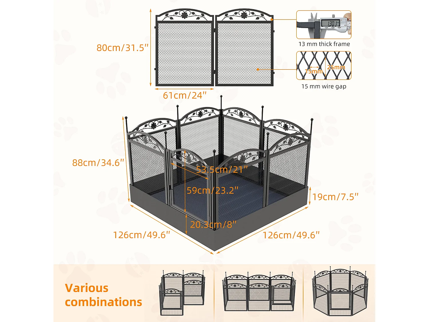Enclos chien acrylique grande taille parc grand chien intérieur en métal caisse de mise bas pour chiens chat lapin 163x102.5x80cm