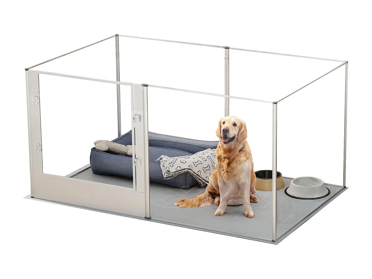Enclos chien exterieur interieur grande taille parc en métal pour chien chiot lapin 190x63x80cm