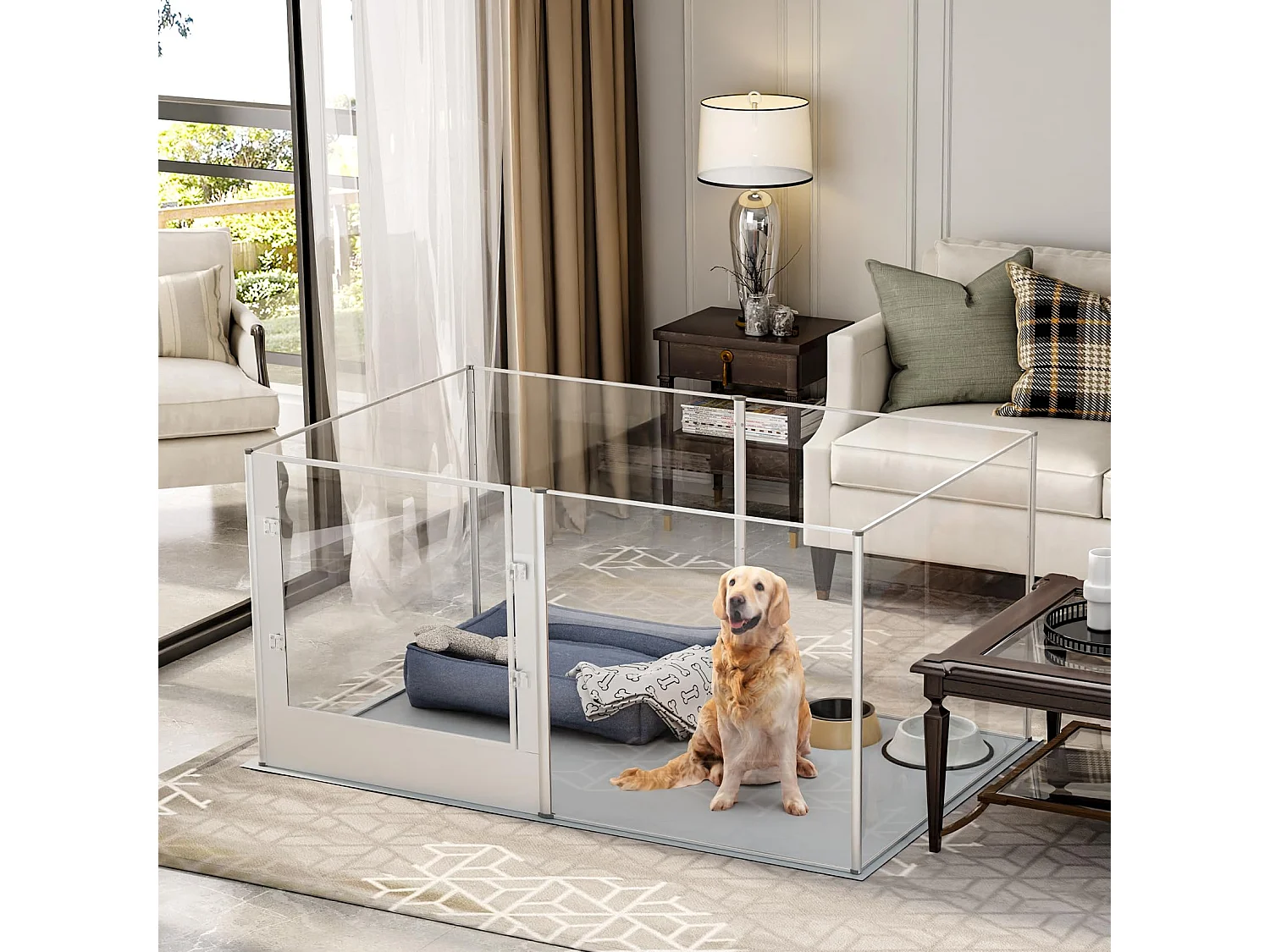 Enclos chien exterieur interieur grande taille parc en métal pour chien chiot lapin 190x63x80cm