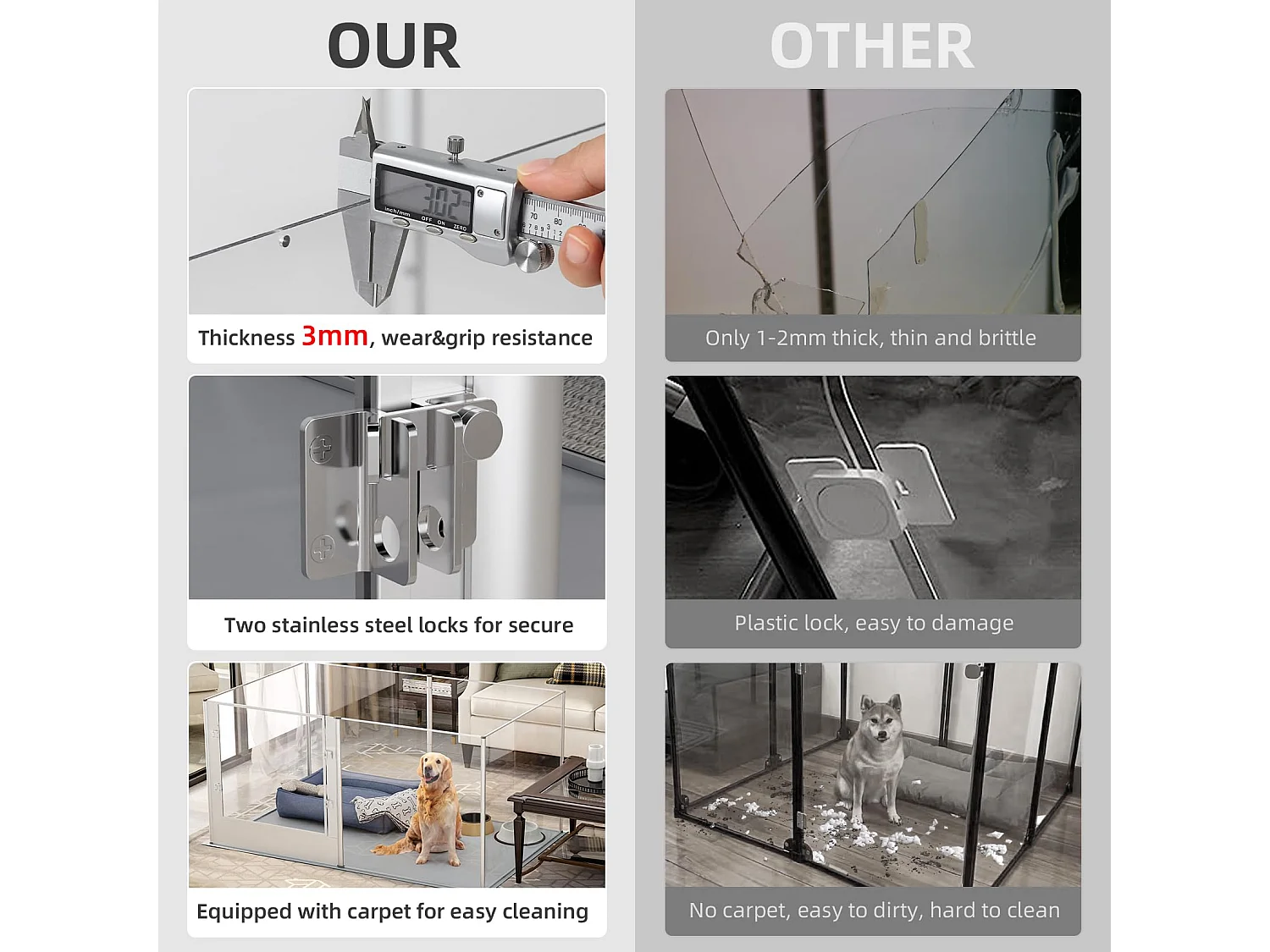 Enclos chien exterieur interieur grande taille parc en métal pour chien chiot lapin 190x63x80cm