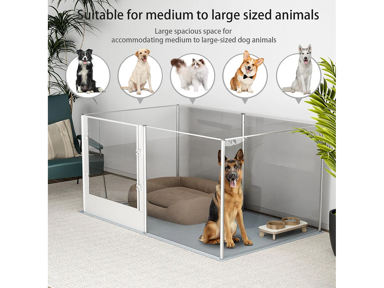 Enclos chien exterieur interieur grande taille parc en métal pour chien chiot lapin 190x63x80cm