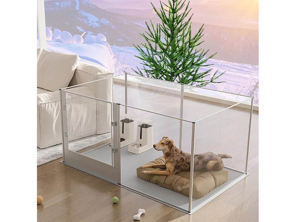 Enclos chien exterieur interieur grande taille parc en métal pour chien chiot lapin 190x63x80cm