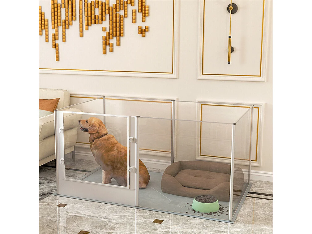 Enclos chien exterieur interieur grande taille parc en métal pour chien chiot lapin 190x63x80cm