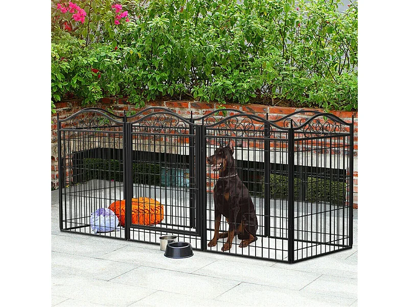 Enclos chien exterieur interieur grande taille parc en métal pour chien chiot lapin 190x63x80cm