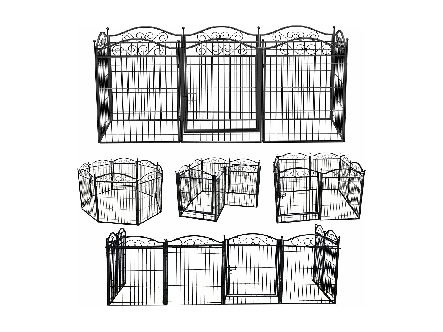 Enclos chien exterieur interieur grande taille parc en métal pour chien chiot lapin 190x63x80cm