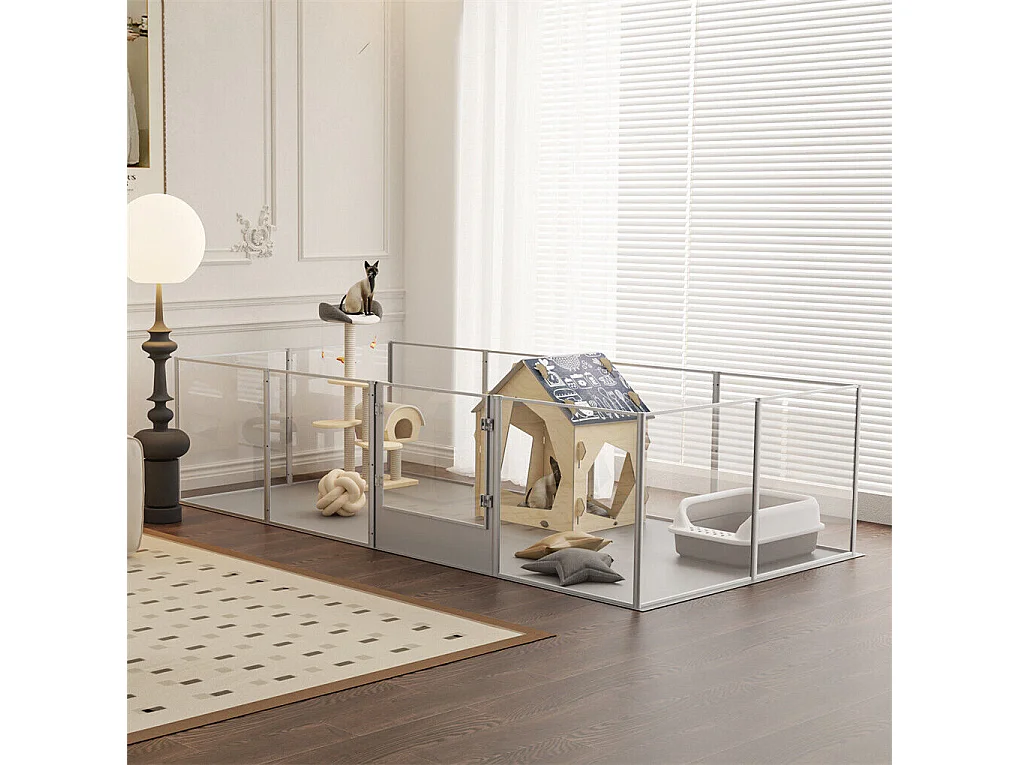 Enclos lapin intérieur parc pour petits animaux rongeur chiot cochon d'inde 6 panneaux 124x63x40cm