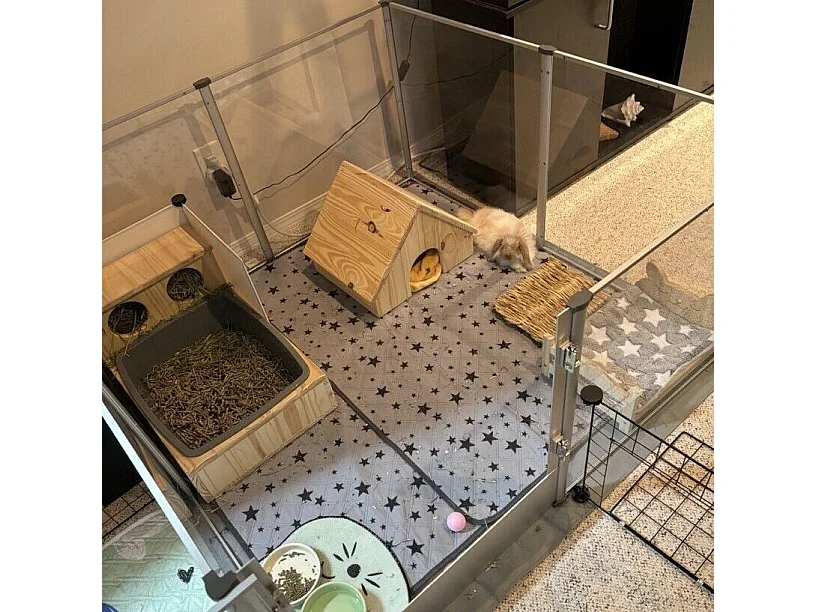 Enclos lapin intérieur parc pour petits animaux rongeur chiot cochon d'inde 6 panneaux 124x63x40cm