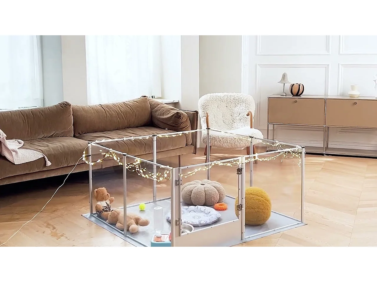 Enclos lapin intérieur parc pour petits animaux rongeur chiot cochon d'inde 6 panneaux 124x63x40cm