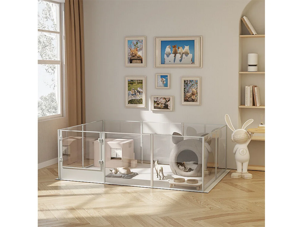 Enclos lapin intérieur parc pour petits animaux rongeur chiot cochon d'inde 6 panneaux 124x63x40cm