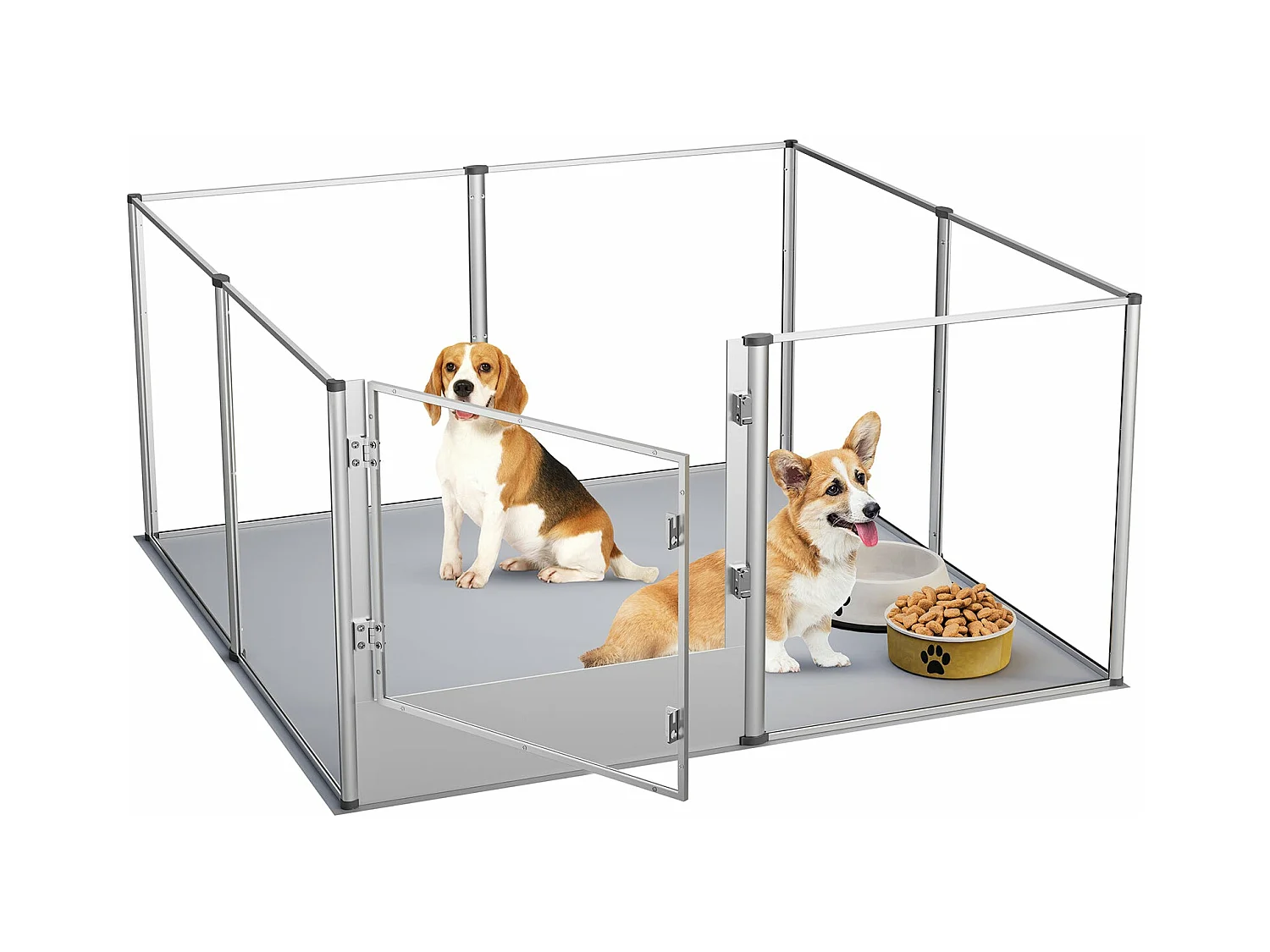 Parc grand chien intérieur enclos chien acrylique grande taille en métal caisse de mise bas pour chiens chat lapin 120x120x61cm