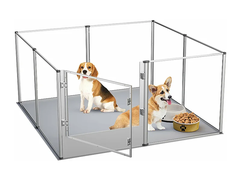 Parc grand chien intérieur enclos chien acrylique grande taille en métal caisse de mise bas pour chiens chat lapin 120x120x61cm