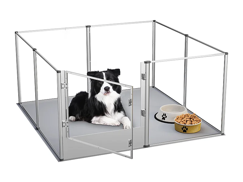 Parc chien intérieur grande taille enclos grand chien en acrylique caisse de mise bas pour chiens chat lapin 132x132x80cm