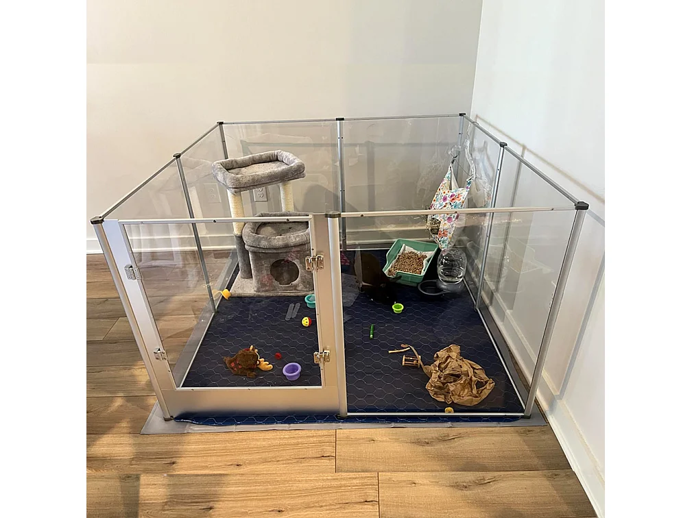 Parc chien intérieur grande taille enclos grand chien en acrylique caisse de mise bas pour chiens chat lapin 132x132x80cm