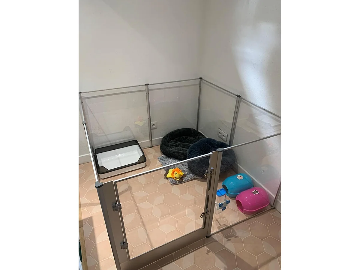 Parc chien intérieur grande taille enclos grand chien en acrylique caisse de mise bas pour chiens chat lapin 132x132x80cm