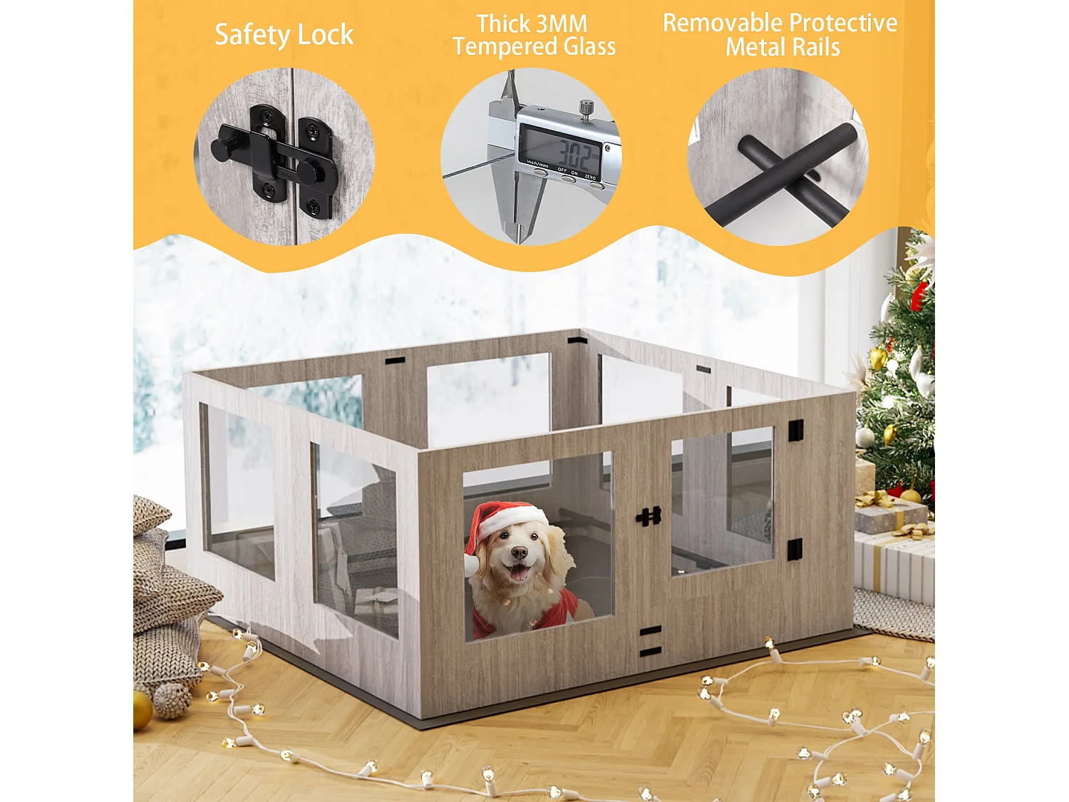 Parc pour chien intérieur xxl enclos chien pliable caisse de mise bas 120x120x60cm