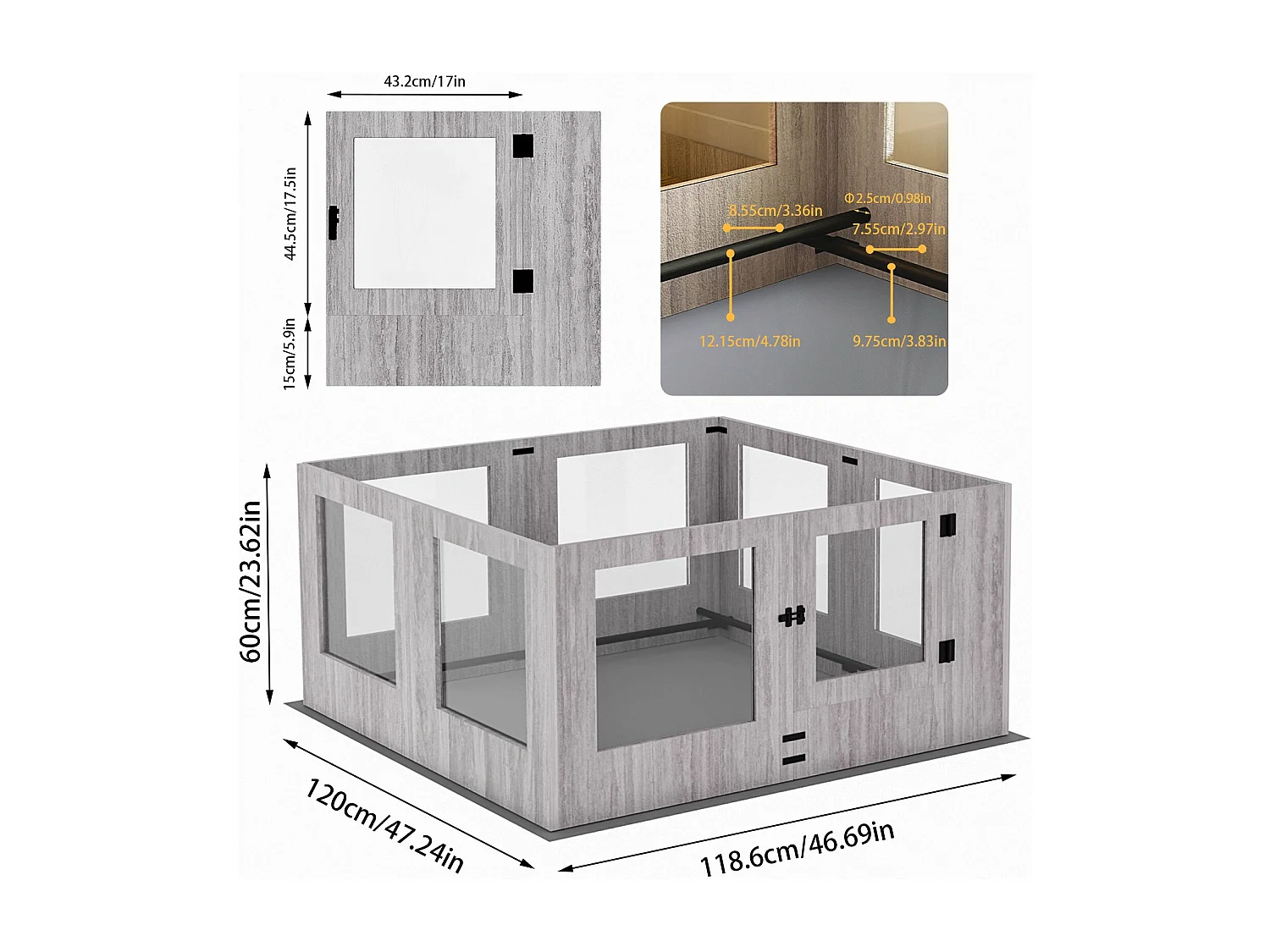 Parc pour chien intérieur xxl enclos chien pliable caisse de mise bas 120x120x60cm