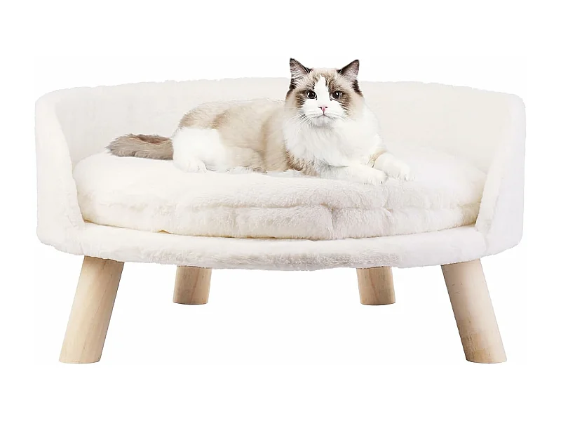 Canapé pour chat panier chien moelleux lit sur pieds avec coussin 41.5x41.5x32.8cm