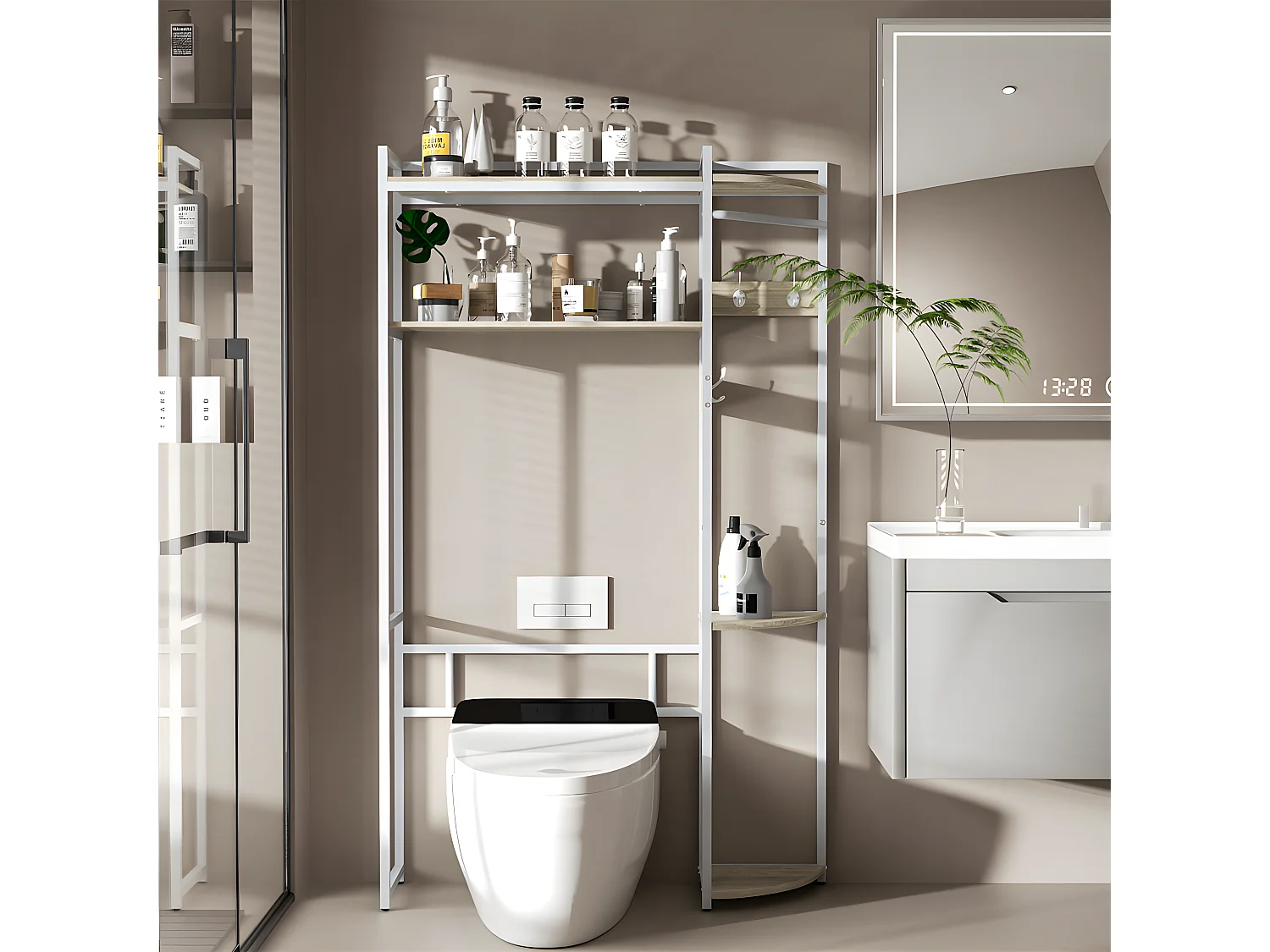 Meuble de rangement au-dessus de toilette étagère de toilettes salle de bain 102x30x170cm 102.1x30x170