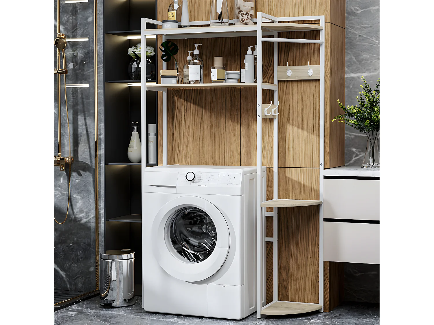 Meuble de rangement au-dessus de toilette étagère de toilettes salle de bain 102x30x170cm 102.1x30x170