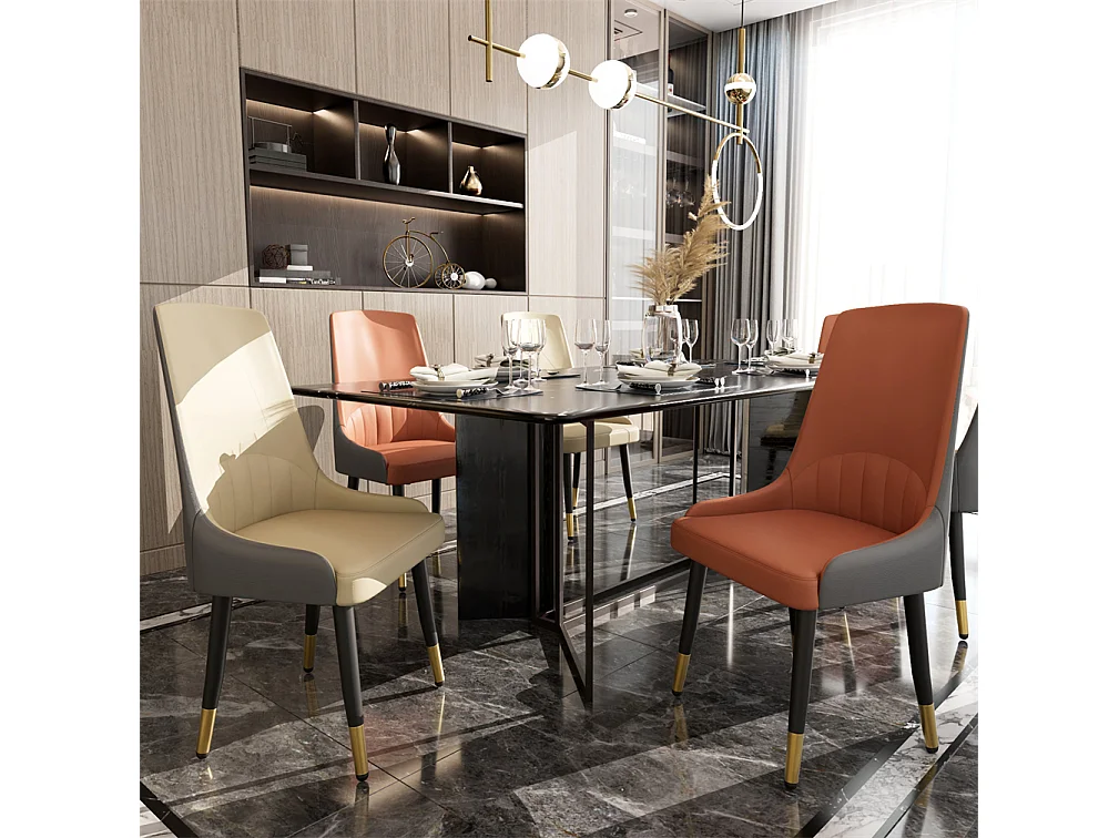 Juego de 2 sillas de comedor modernas sillón escandinavo silla de cocina cómoda en cuero 45.5x45x82cm - Crema blanco