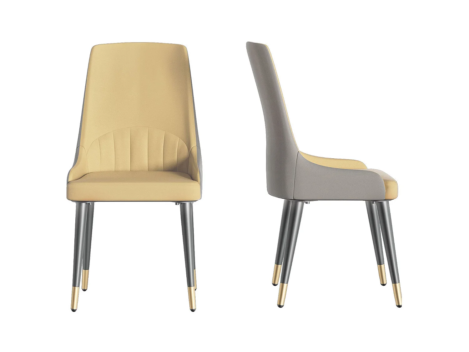 Conjunto de 2 cadeiras de jantar modernas poltrona escandinava cadeira de cozinha confortável em couro 45.5x45x82cm - Branco creme