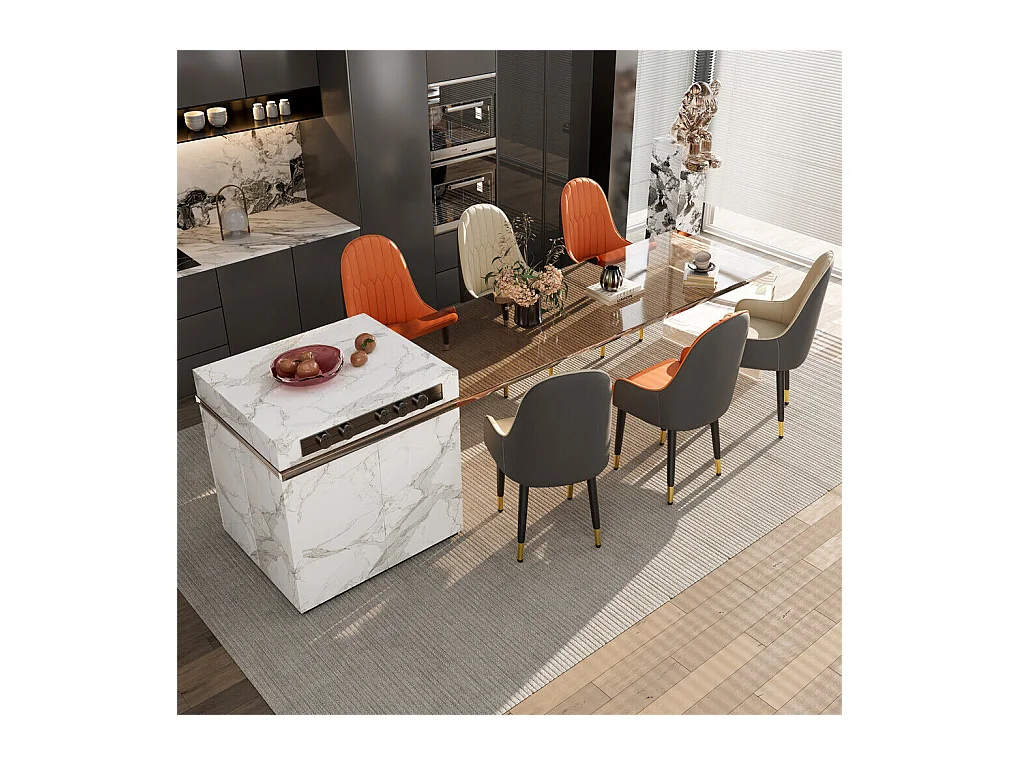 Lot de 2 Chaises de Salle à Manger Moderne Fauteuil Scandinave Chaise de Cuisine Confortable en Cuir 45.5x45x82cm - Crème Blanc