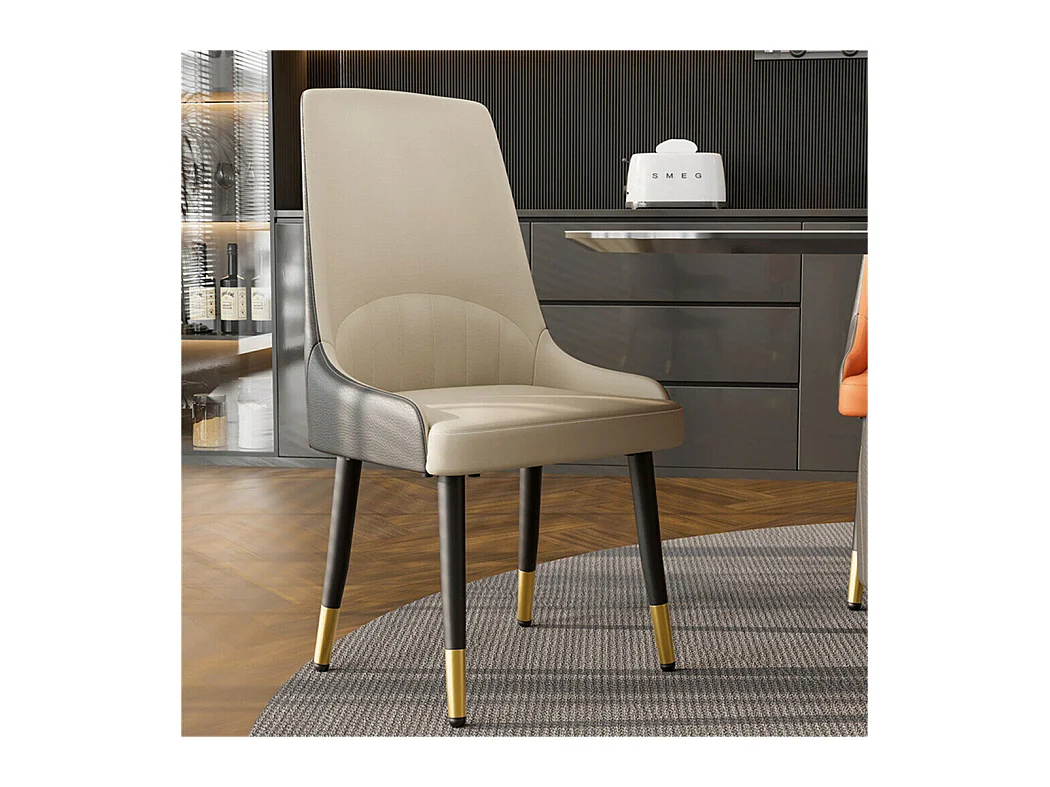 Lot de 2 Chaises de Salle à Manger Moderne Fauteuil Scandinave Chaise de Cuisine Confortable en Cuir 45.5x45x82cm - Crème Blanc
