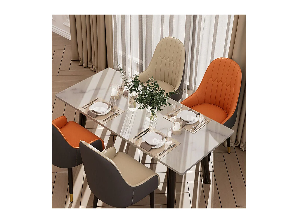 Lot de 2 Chaises de Salle à Manger Moderne Fauteuil Scandinave Chaise de Cuisine Confortable en Cuir 45.5x45x82cm - Crème Blanc