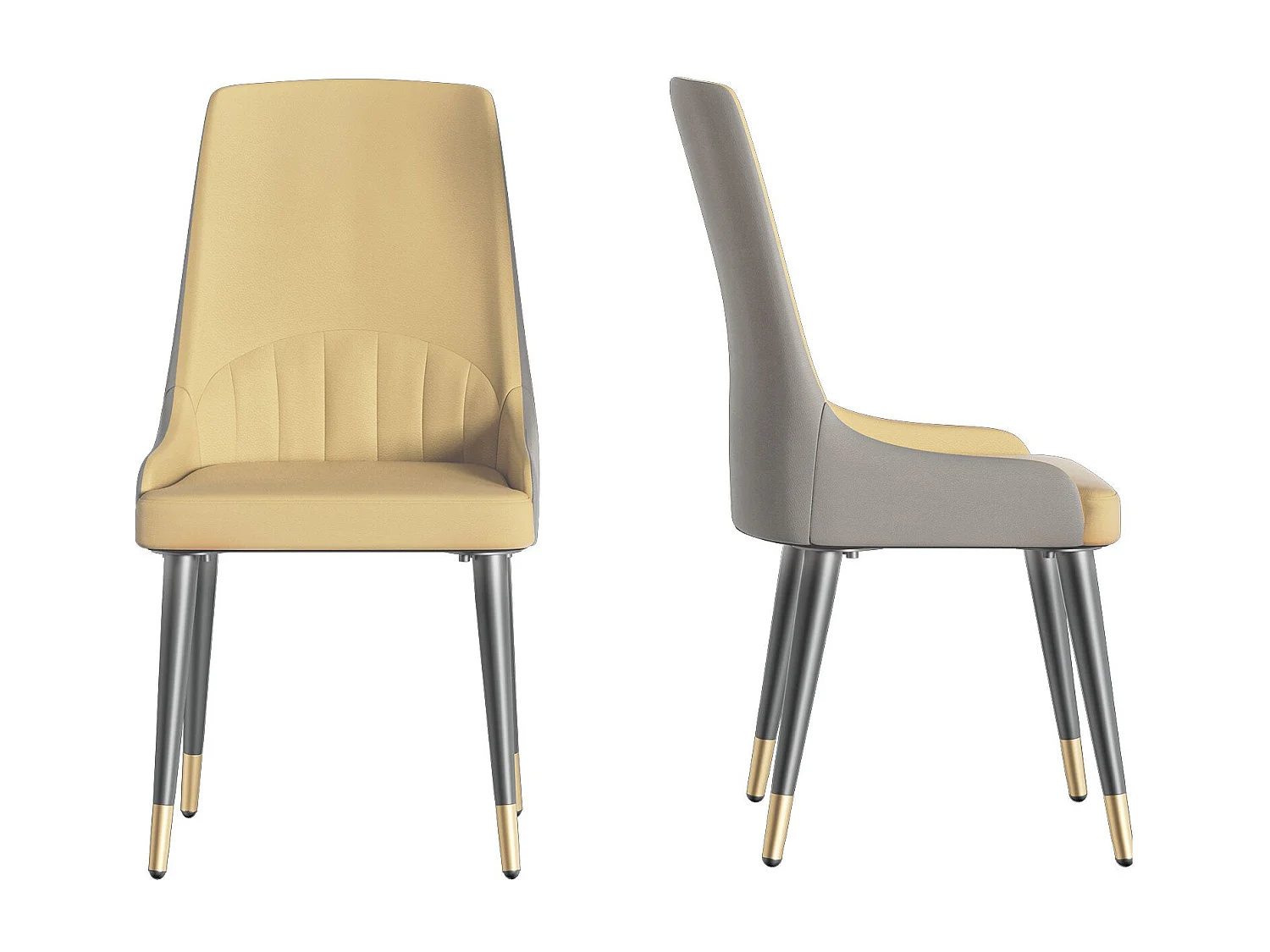 Lot de 2 Chaises de Salle à Manger Moderne Fauteuil Scandinave Chaise de Cuisine Confortable en Cuir 45.5x45x82cm - Crème Blanc