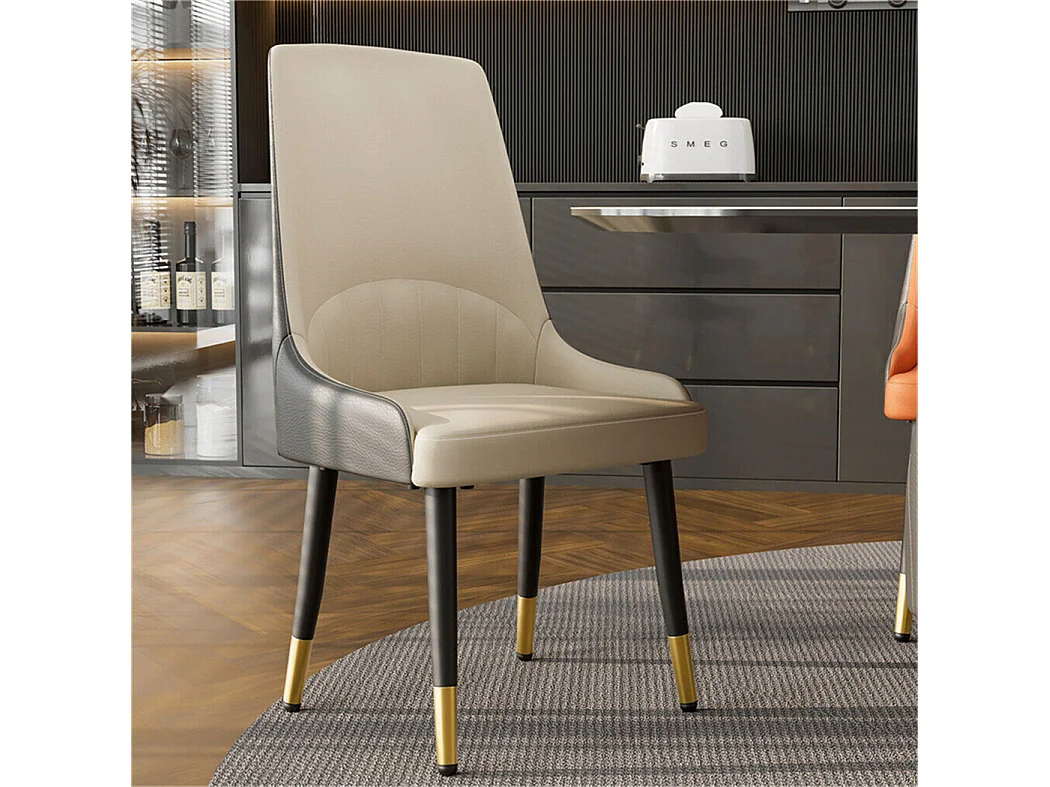 Lot de 2 Chaises de Salle à Manger Moderne Fauteuil Scandinave Chaise de Cuisine Confortable en Cuir 45.5x45x82cm - Crème Blanc