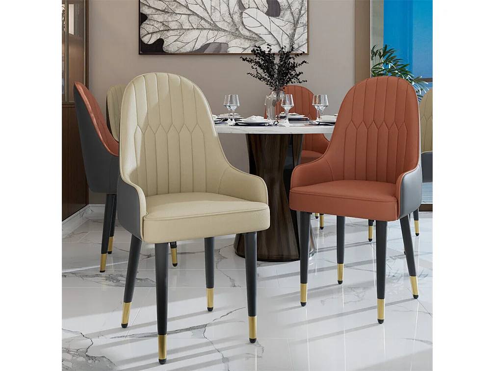 Sillas de comedor juego de 2 sillas de cocina cómodas sillones de mesa de comedor en cuero 52x49x90cm