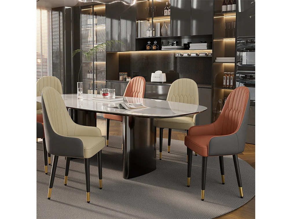 Sillas de comedor juego de 2 sillas de cocina cómodas sillones de mesa de comedor en cuero 52x49x90cm