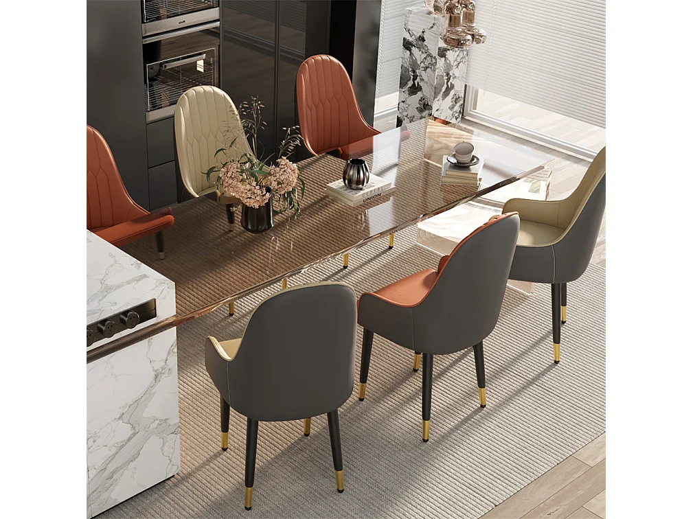 Chaises de Salle à Manger Lot de 2 Chaise de Cuisine Confortable Fauteuil de Table à Manger en Cuir 52x49x90cm