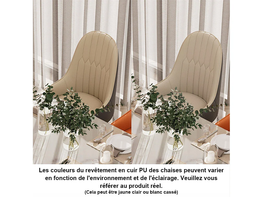 Chaises de Salle à Manger Lot de 2 Chaise de Cuisine Confortable Fauteuil de Table à Manger en Cuir 52x49x90cm
