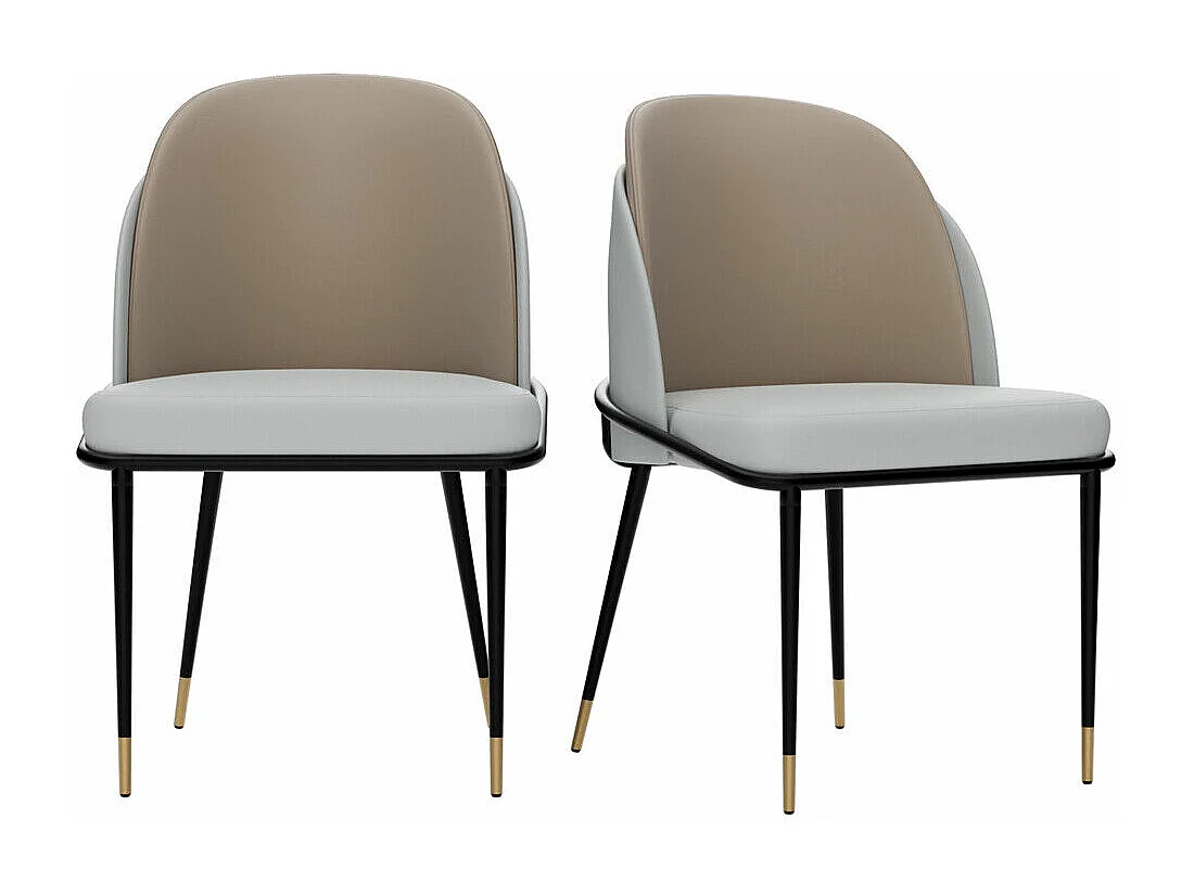 Lot de 2 chaises de salle à manger FATIVO - Microfibre aspect cuir - Pieds en métal - Gris