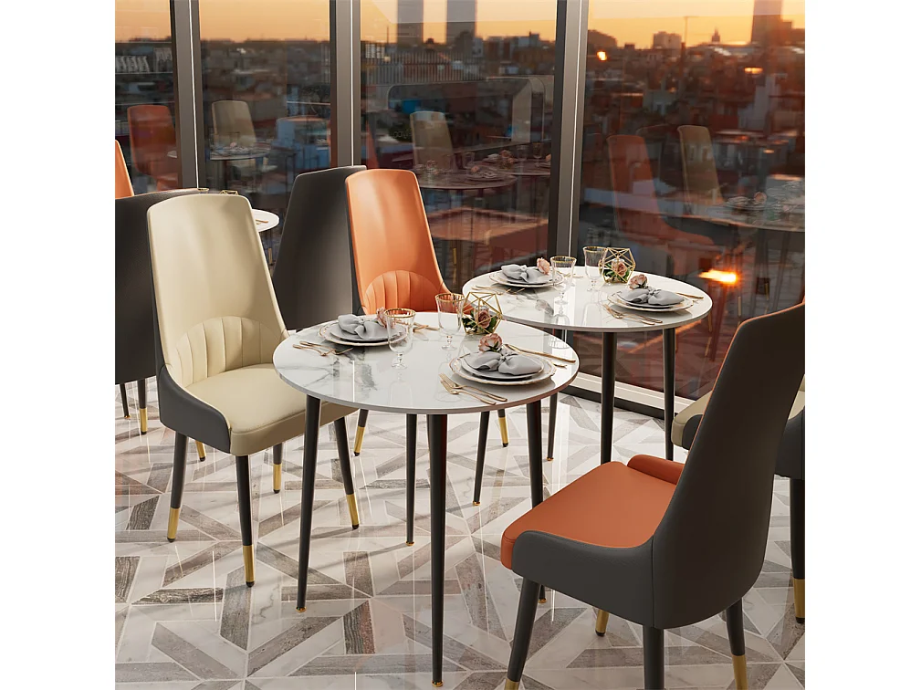 Juego de 2 sillas de comedor modernas sillón escandinavo silla de cocina cómoda en cuero 45.5x45x82cm - Naranja