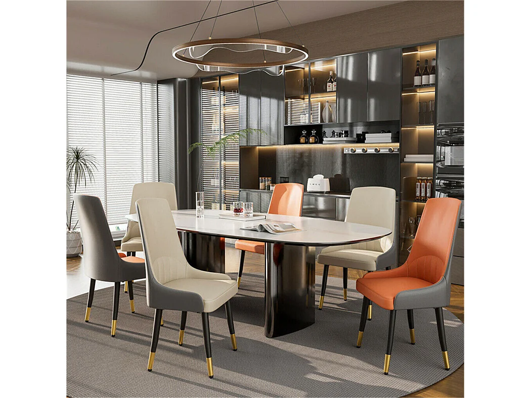 Juego de 2 sillas de comedor modernas sillón escandinavo silla de cocina cómoda en cuero 45.5x45x82cm - Naranja