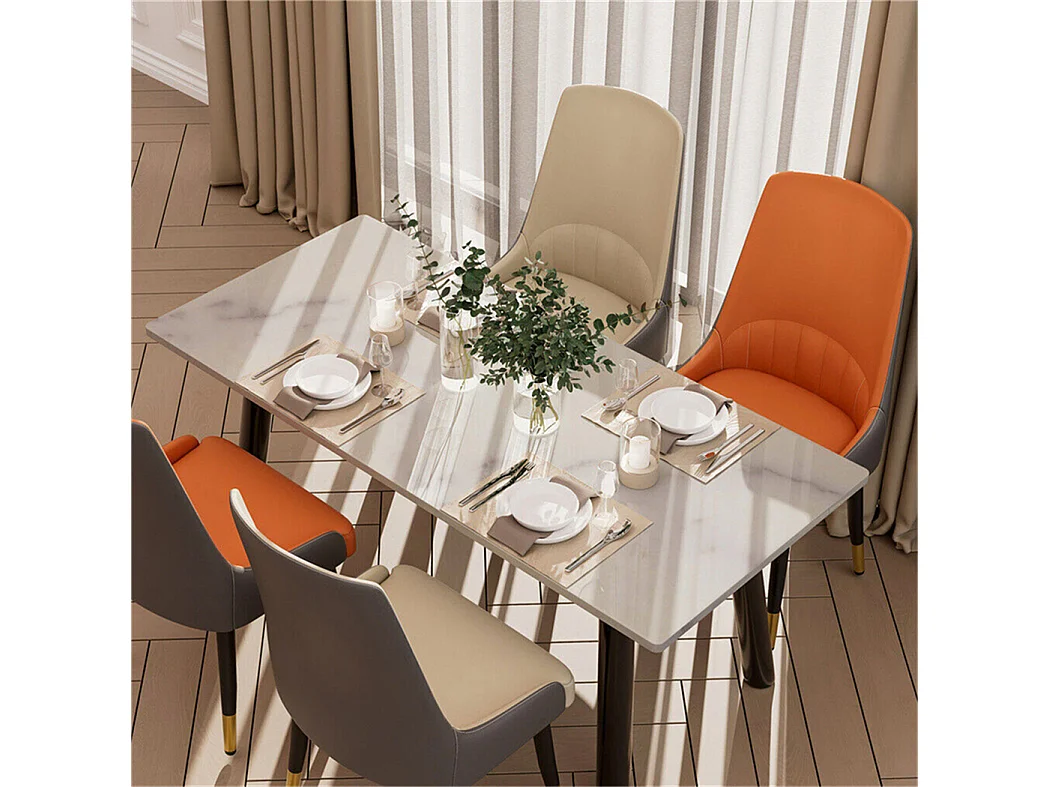 Lot de 2 Chaises de Salle à Manger Moderne Fauteuil Scandinave Chaise de Cuisine Confortable en Cuir 45.5x45x82cm - Orange