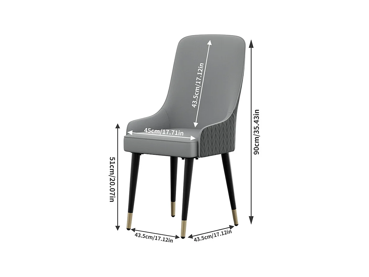 Lot de 2 Chaises Salle à Manger Chaise de Cuisine en Cuir,Capacité de Charge 150kg, 43.5x43.5x90cm