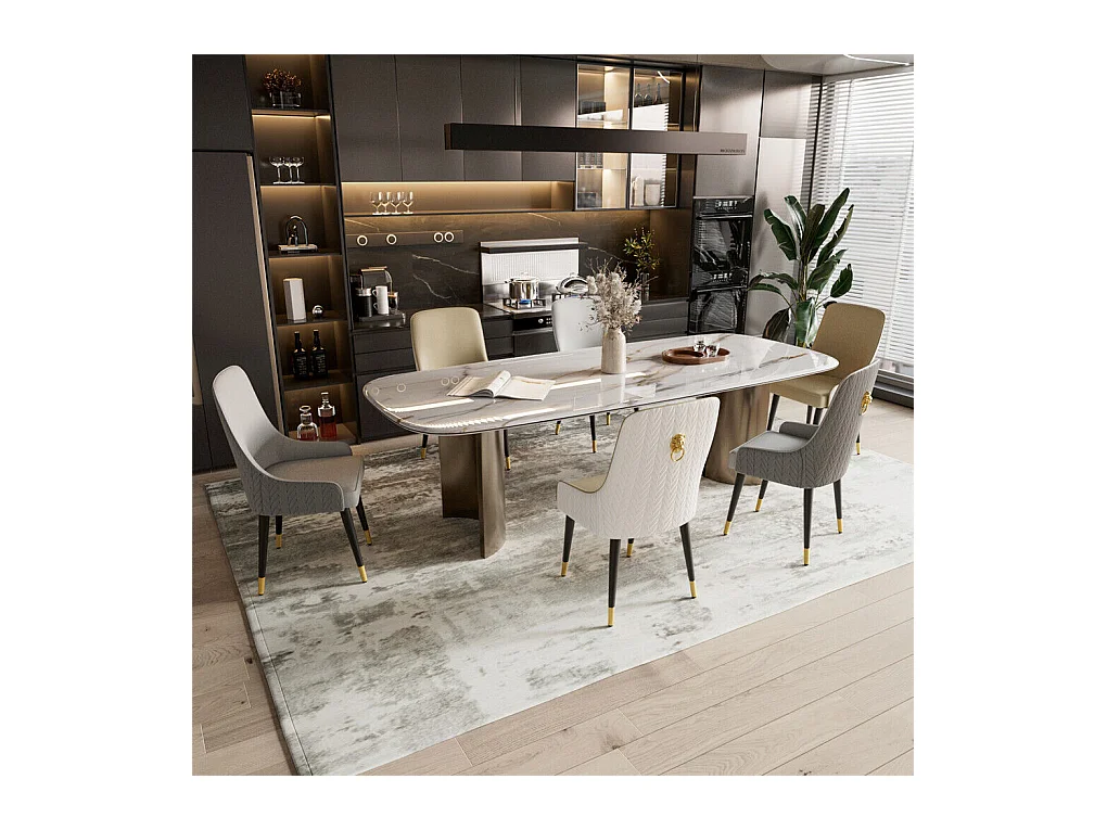 Juego de 2 Sillas de Comedor, Silla de Cocina de Cuero, Capacidad de Carga 150kg, 43.5x43.5x90cm