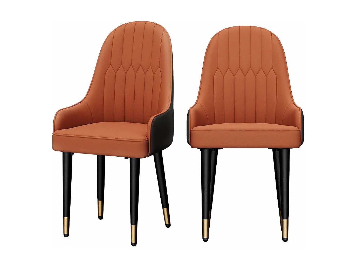 Sillas de comedor juego de 2 sillas de cocina cómodas sillones de mesa de comedor en cuero 52x49x90cm - Naranja