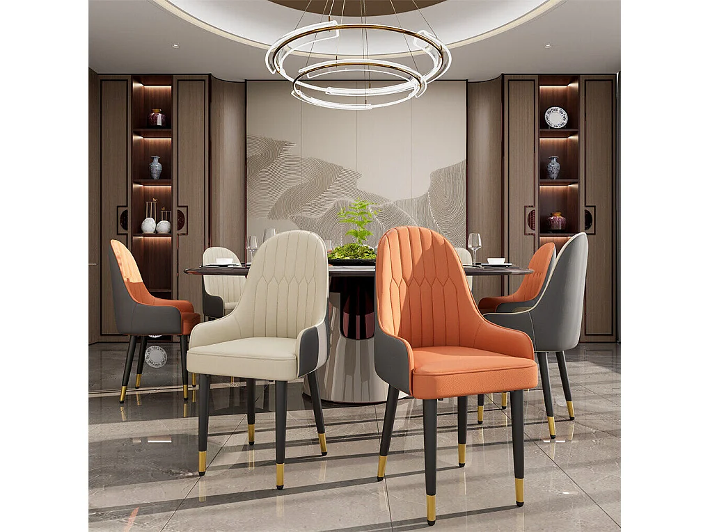 Sillas de comedor juego de 2 sillas de cocina cómodas sillones de mesa de comedor en cuero 52x49x90cm - Naranja