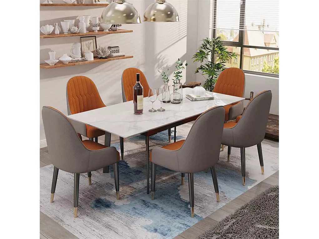 Chaises de Salle à Manger Lot de 2 Chaise de Cuisine Confortable Fauteuil de Table à Manger en Cuir 52x49x90cm - Orange