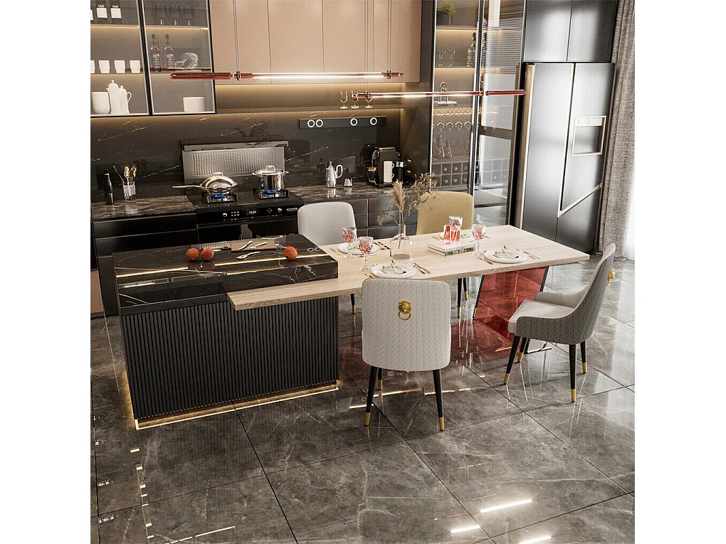 Set di 2 sedie da pranzo beige da cucina in pelle, capacità di carico 150 kg, 43.5x43.5x90cm