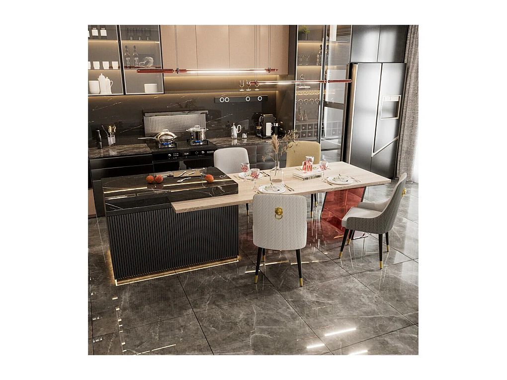 Juego de 2 sillas de comedor beige de cocina en cuero, capacidad de carga 150 kg, 43.5x43.5x90cm