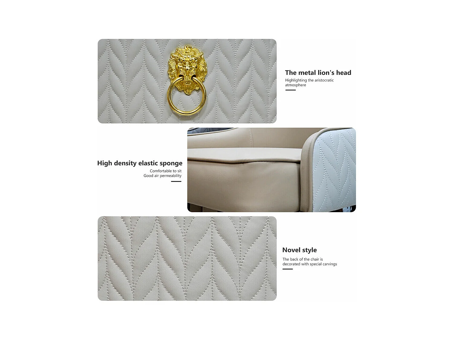 Juego de 2 sillas de comedor beige de cocina en cuero, capacidad de carga 150 kg, 43.5x43.5x90cm