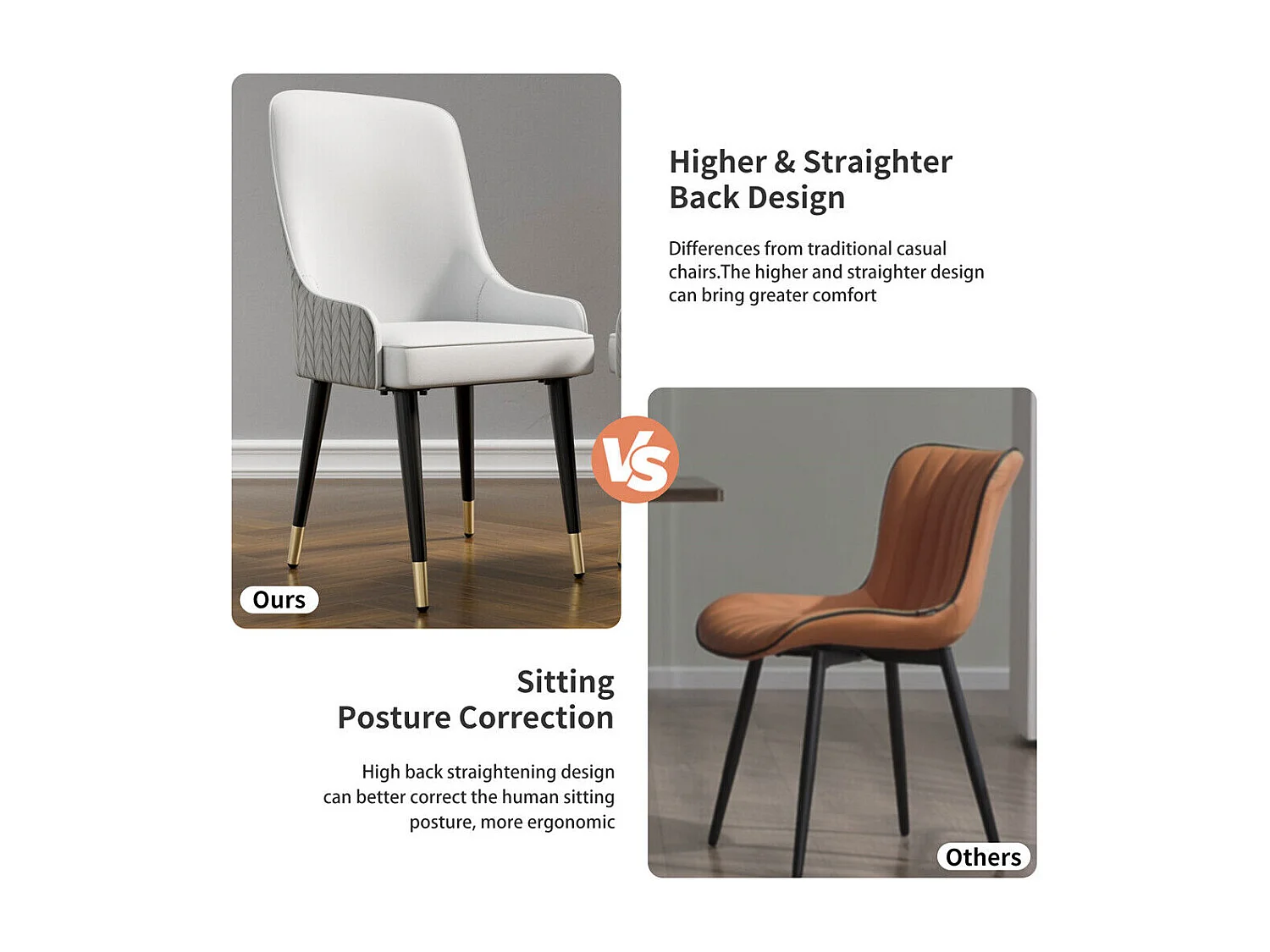 Lot de 2 Chaises Salle à Manger Chaise Beige de Cuisine en Cuir,Capacité de Charge 150kg, 43.5x43.5x90cm