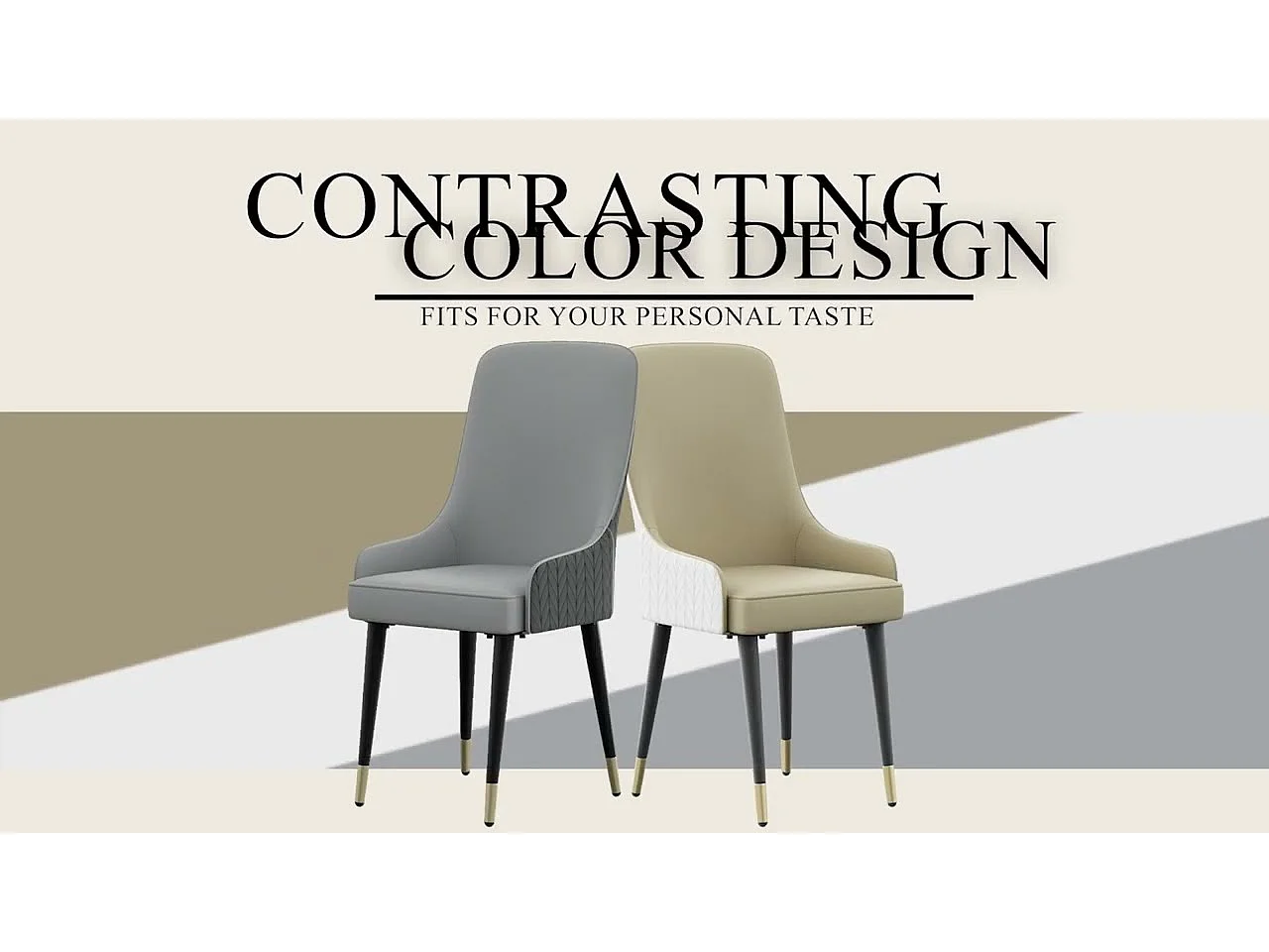 Lot de 2 Chaises Salle à Manger Chaise Beige de Cuisine en Cuir,Capacité de Charge 150kg, 43.5x43.5x90cm