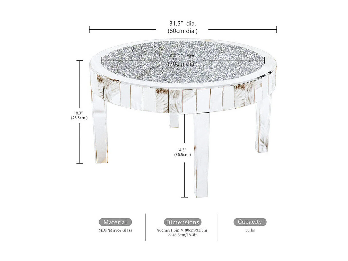 Tables basses de salon table de basse rond modern 80cm