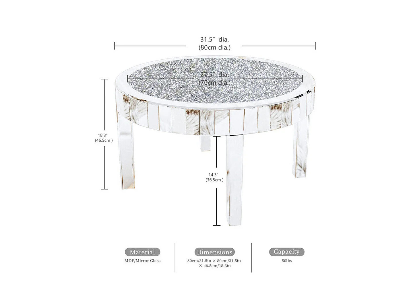 Tables basses de salon table de basse rond modern 80cm
